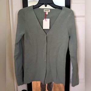 New With Tags Women's Open Edit Green Grey Size Medium Cardigan